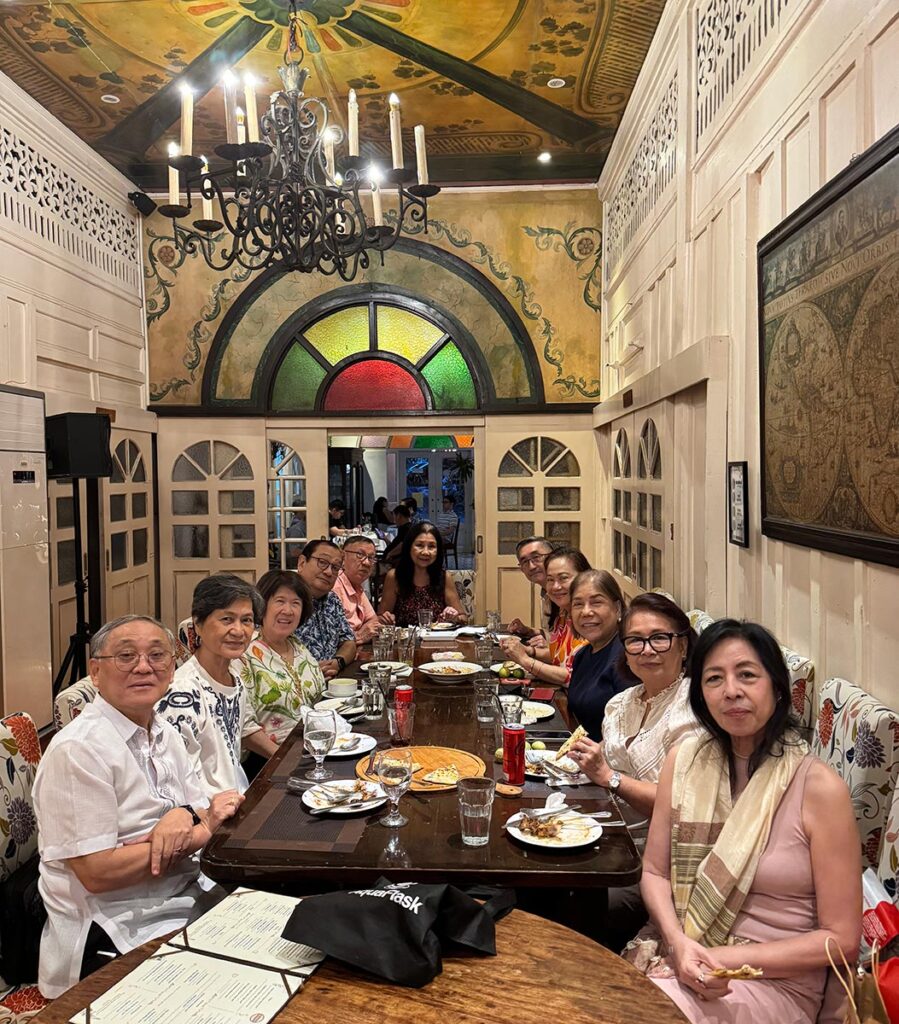 Class 1979 Mini-Reunion at Cafe Ysabel in San Juan August 2025. From left to right: Norbert Uy,Sylvia Acosta, Myrna Ortega, Renato Flores, Commie Pagunuran, Alfred Tan , Teng Salazar Ongkeko, Yolly Domingo Tuano, Daphne Domingo Bate, Sylvia Ramirez Calingo